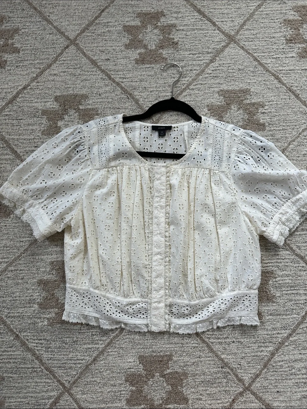 J.Crew Eyelet Puff Sleeve Blouse